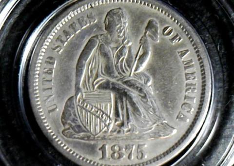 1875 S Seated Liberty Dime